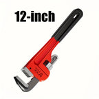 Heavy Duty Straight Pipe Wrench, Adjustable Aluminum Plumber Wrench, Red, 8in/12in