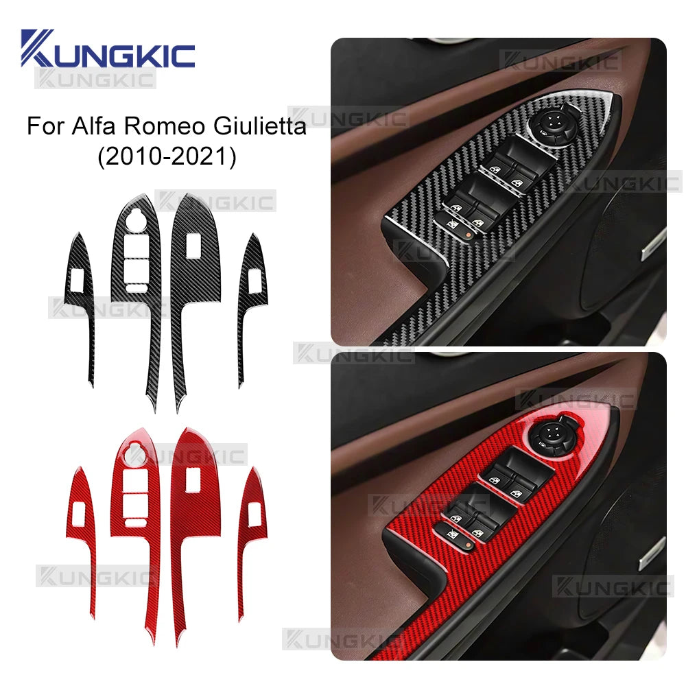 Carbon Fiber Window Lift Switch Panel Sticker for Alfa Romeo Giulietta 940 2010-2021 LHD/RHD