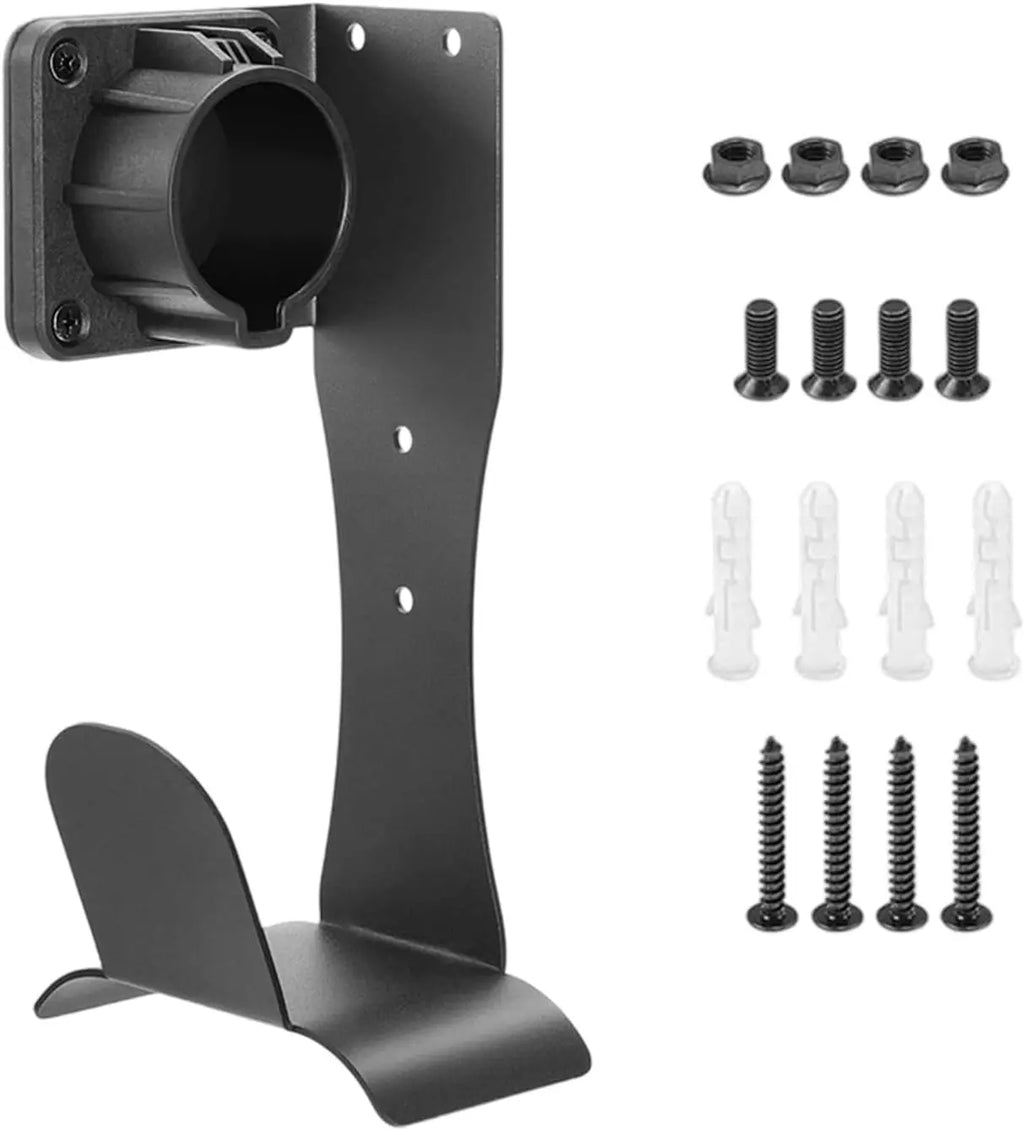 J1772 EV Charger Cable Holder Wall Mount Organizer, Stainless Steel, Black