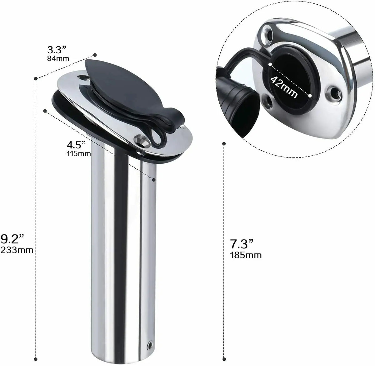 2X Stainless Steel Flush Mount Boat Fishing Rod Holder 30 Degree Rod Pod for Marine Boat