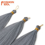 Straight crochet braids hair extensions 3pcs 28in synthetic pony hair bundles ombre silver grey