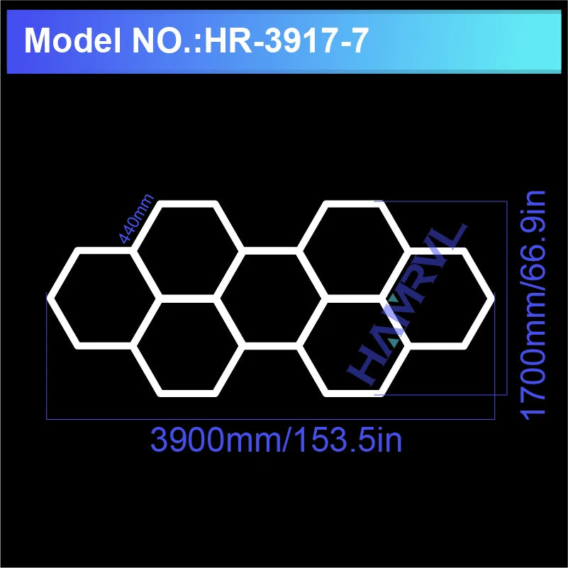 Hexagon LED lighting for Garage Barbecue Shop Barbershop Gym Bar Car Detailing Showroom 4S Workshop Ceiling Light Honeycomb Tube