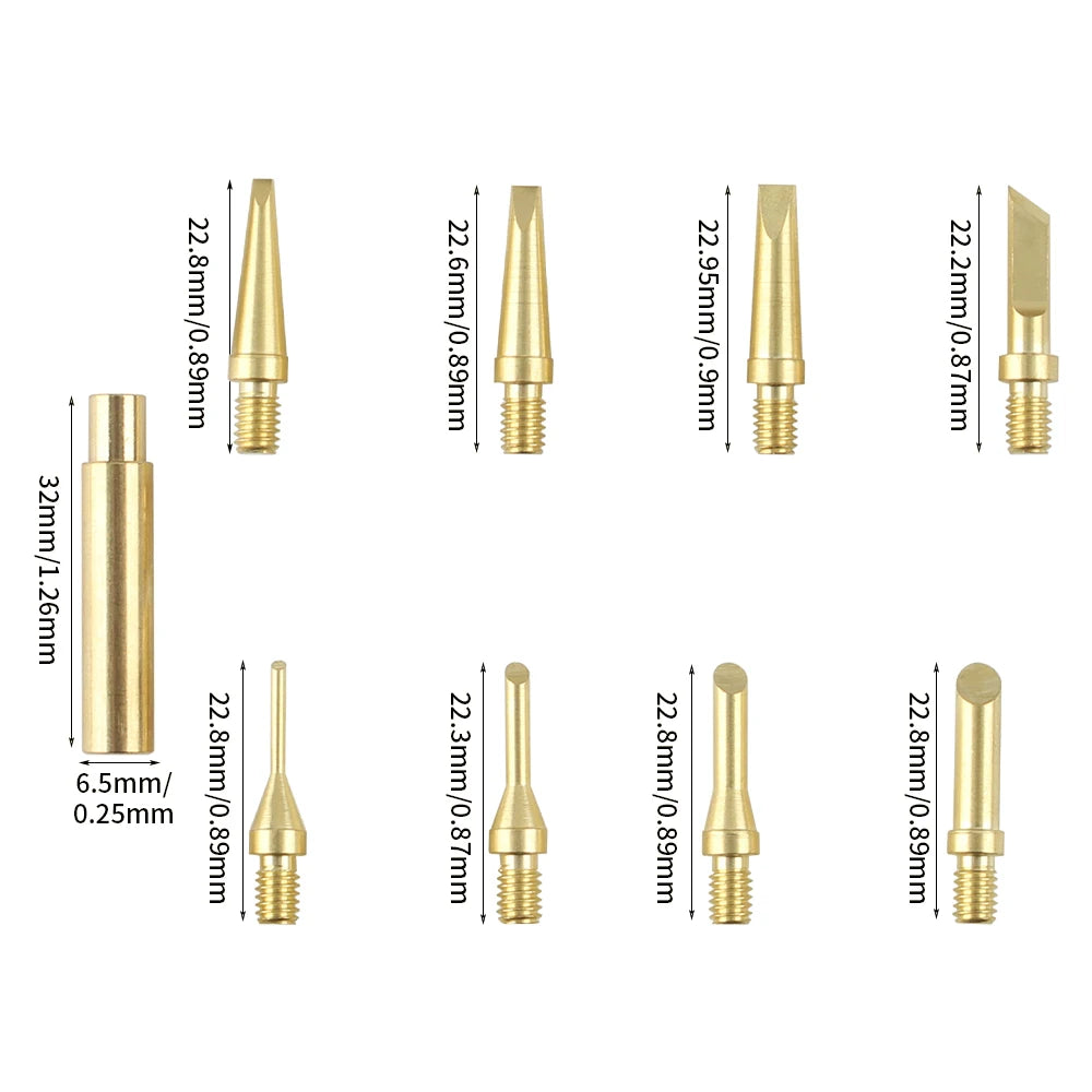 Toaiot Heat Insert Nut Iron Tip Brass Hot Melt Heat Set Insert Tool Soldering Iron Tip 3D Printing Finishing Tool Trimming Heads