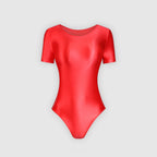 XClocKNYoung satin glossy swimsuit smooth T-shaped high fork short sleeve satin glossy swimsuit Yoga sportswear gymnastic suit