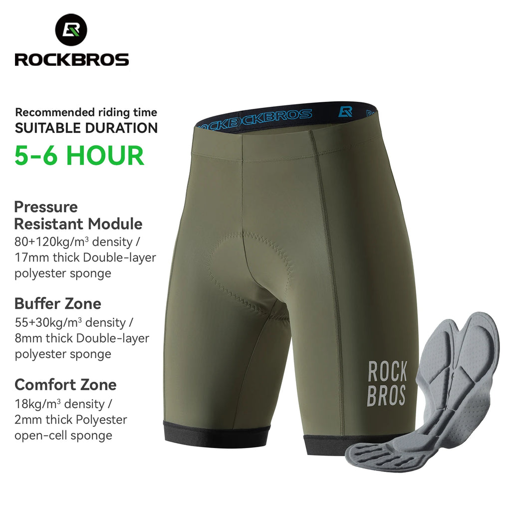 ROCKBROS Summer Cycling Shorts Lightweight Elastic Qucik Dry Breathable With Soft Sponge Pad Shock Absorption Men Cycling Shorts