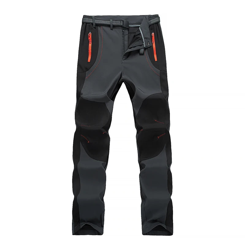 EUMERGX Men Winter Fleece Pants Warm Waterproof Hiking Pants Outdoor Camping Climbing Skiing Soft Shell Windproof Rain Trousers