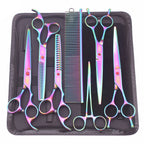 Purple Dragon Dog Grooming Scissors Kit 7" 6.5" Stainless Pet Curved Scissors Thinning Scissors Straight Shears Chunker Z3002