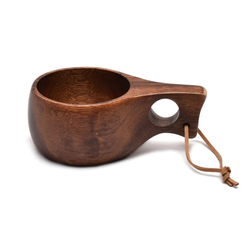 2025 New 210ml Outdoor Wood Cup Kuksa Camping Mug Coffee Milk Cups Mugs Acacia-Wood Drinkware Bushcrafts Artifact Kitchen