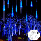 Solar LED meteor shower tube lights, waterproof outdoor falling raindrop, 8 tubes 30cm/50cm