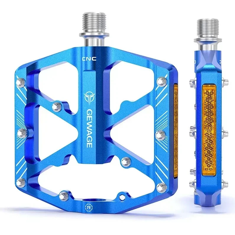 GEWAGE CNC Aluminum Alloy Bicycle Pedals Reflectors MTB Road Bike Pedals Non-Slip Cycle Pedals Platform Cycling Accessory