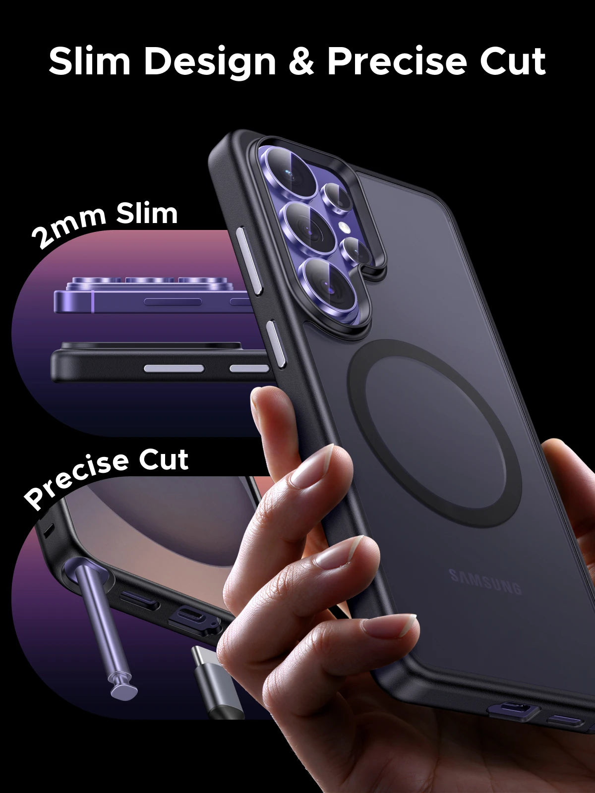 UGREEN For Samsung Galaxy S26 Ultra 2026 Magnetic Case Clear Hard Back Cover Cases for Samsung SamsungGalaxyS26 2026 Black TPU