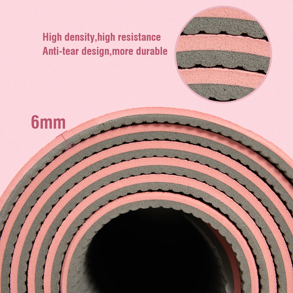 TPE Yoga Mat Non-Slip Eco-Friendly 57x183cm Exercise Mat Mint Green or Pink