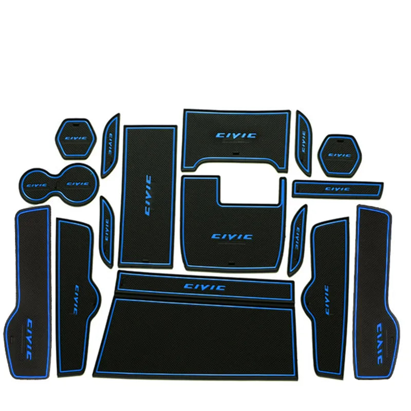 16pcs/set Door Groove Mat for Honda Civic 2016 2017 2018 2019 2020 2021 Non-slip Door Slot Cup Mat Pad Cushion Left hand drive