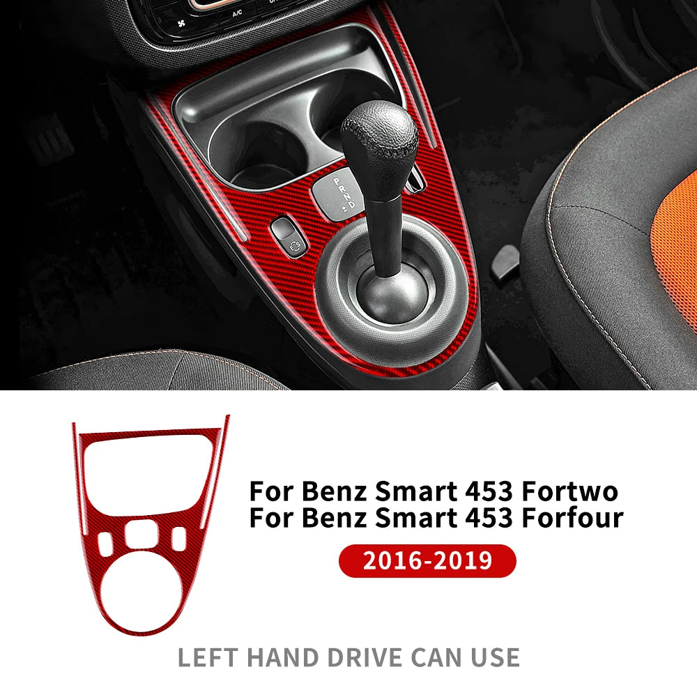Real Soft Carbon Fiber  Car Gear Shift Panel Frame Trim Sticker for Mercedes Benz Smart 453 Fortwo/forfour 2016 2017 2018 2019