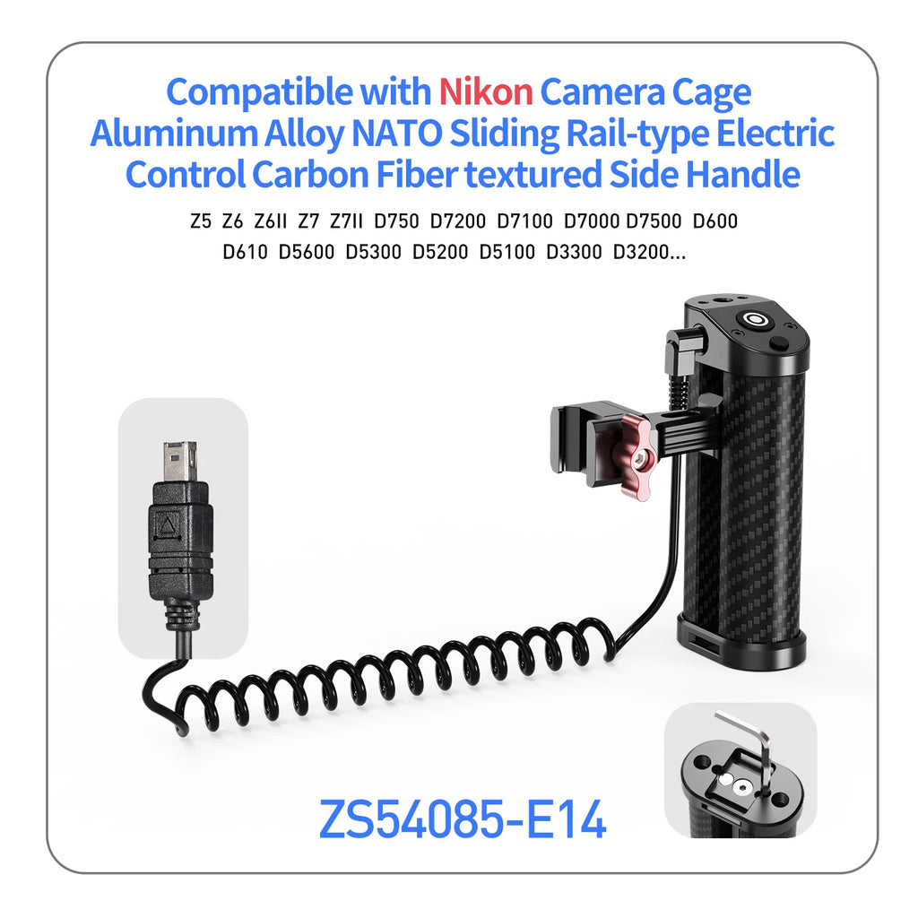 Camera Cage Top / Side Handle Grip With Trigger Shutter Control Cable for Sony Canon Nikon Fuji DSLR Carbon Fiber Grip Bracket