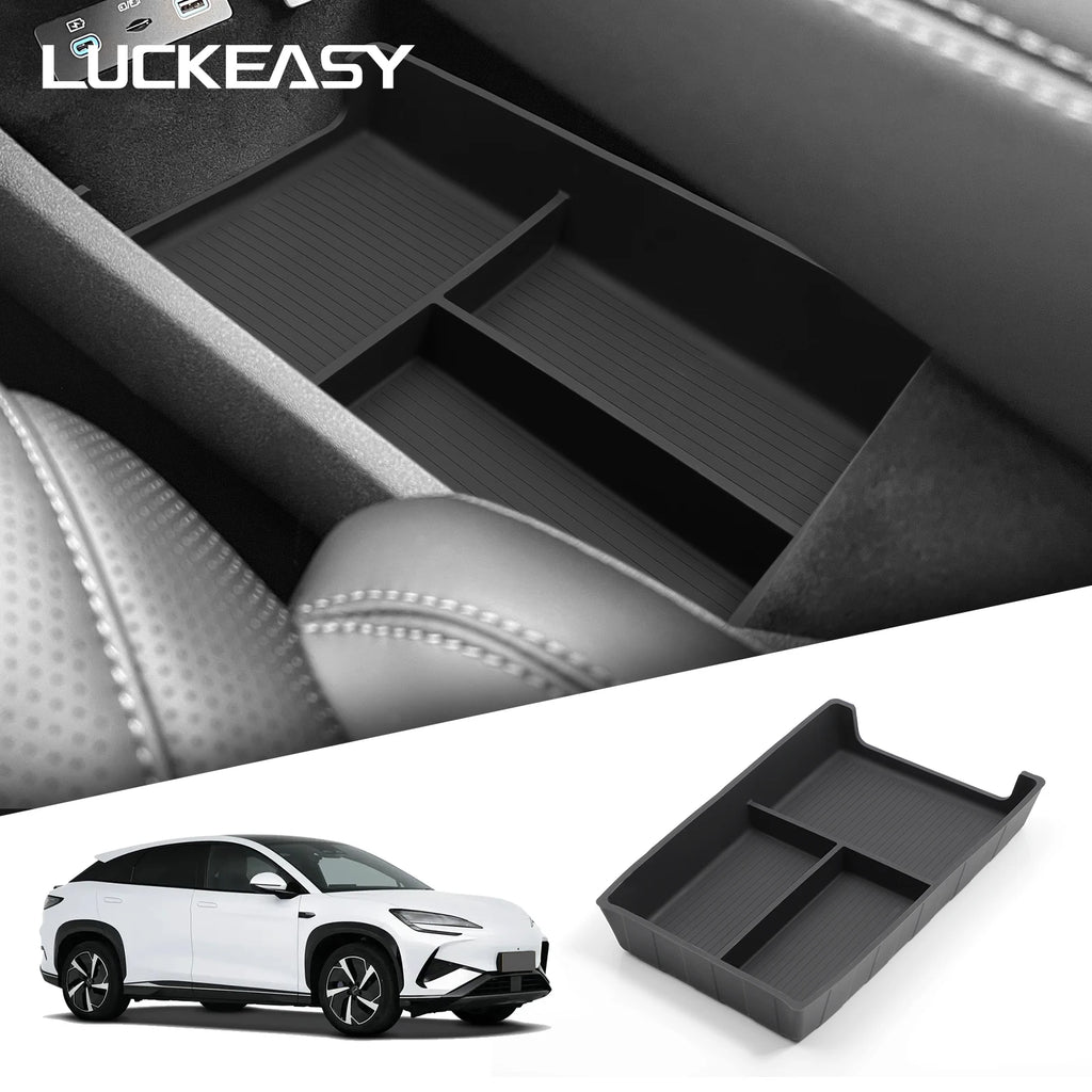LUCKEASY Center Console Lower Storage Box Organizer for BYD Sealion 07 EV 2024-2025, Black 1pc