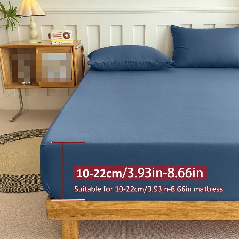 Solid Color Fitted Sheet with Elastic Band, 1pc Mattress Sheet 90x200 to 200x220cm