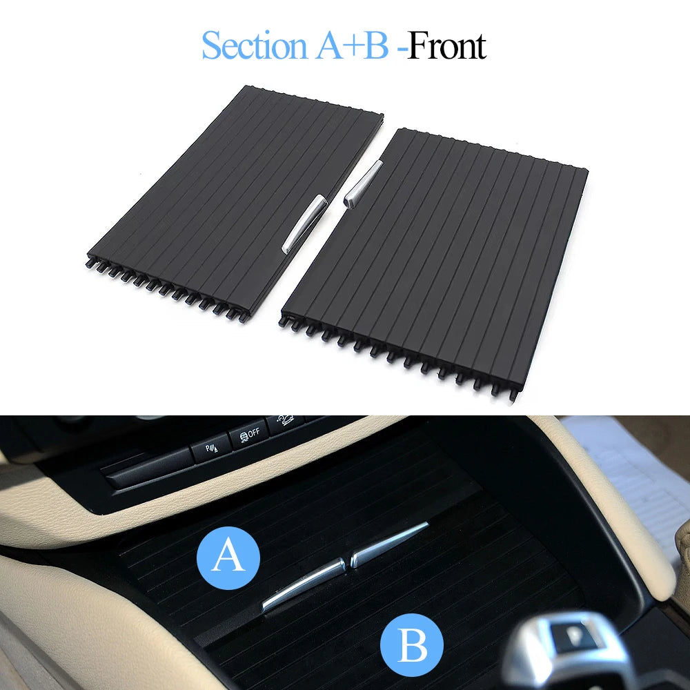 E70 E71 E72 Front Rear Interior Central Drink Water Cup Holder Cover Zipper Roller Blind Curtain For BMW X5 X6 2007-2014