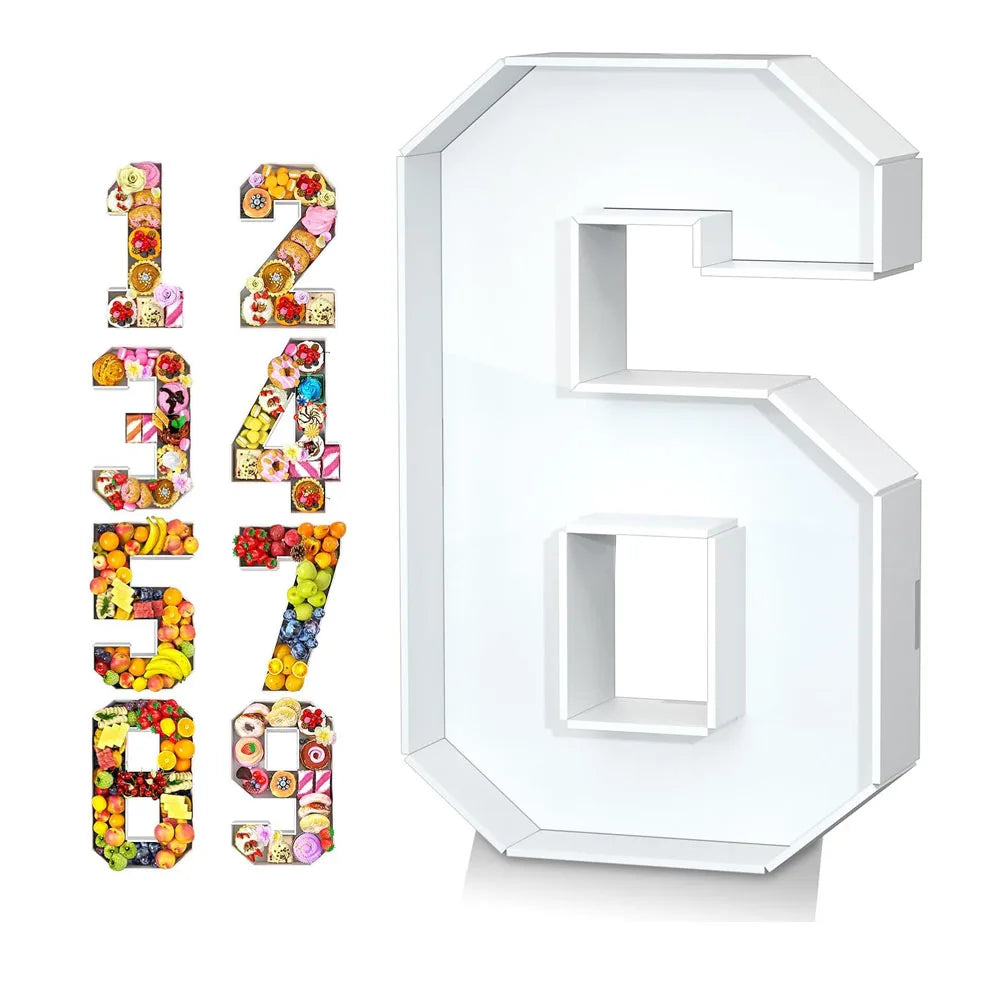 Food Fillable Number Shaped Sweets Flower Candy Cupcake Container Box for Wedding Anniversary Birthday Party Baby Shower Decore
