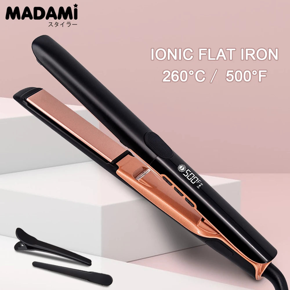 500°F Hair Straightener and Curler Plasma Hair Flat Irons 260°C Ceramic Coating Plate Professional Salon Styling Tools