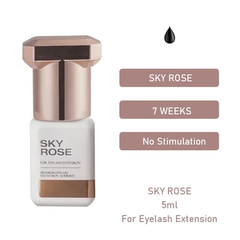 5 Bottles Sky Rose Glue Original Korea Flase Eyelashes Extension Supplies 5ml Beauty Shop Makeup Tools Adhesive Healthy