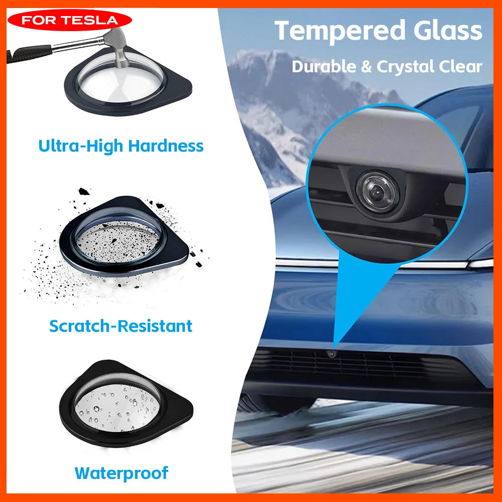 Original Fit Front Camera Protector Shield for Tesla Model Y L 6 Seater 2026 Model Y 2025+ HW4 9H Tempered Glass Rainproof Cover