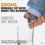 WRELS Water Filter Bottle Collapsible Soft Water Bottle With Filter Squeeze Dual Filtered Water Bottle Outdoor