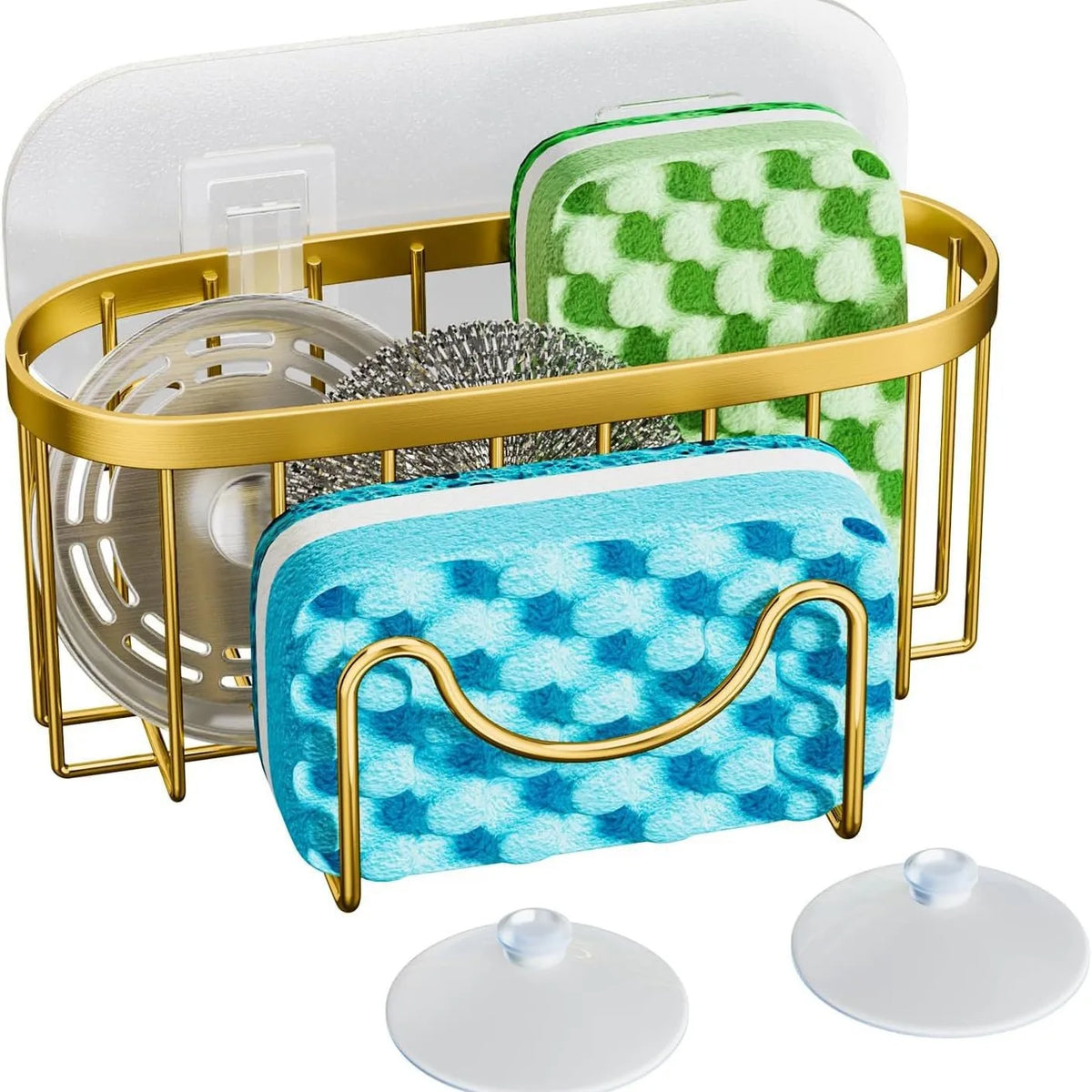 Suction Cups Sponge Drainer Rack Stainless Steel Sponge Holder Fast Drainage Easy-To-Clean Sink Sponge Stand Drain Holder