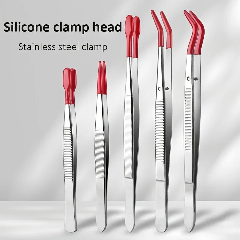 Stainless Steel Tweezers High-End Stainless Steel Plastic-Coated Tweezers For Eyelash Extension Assistance Coin Stamp Clips