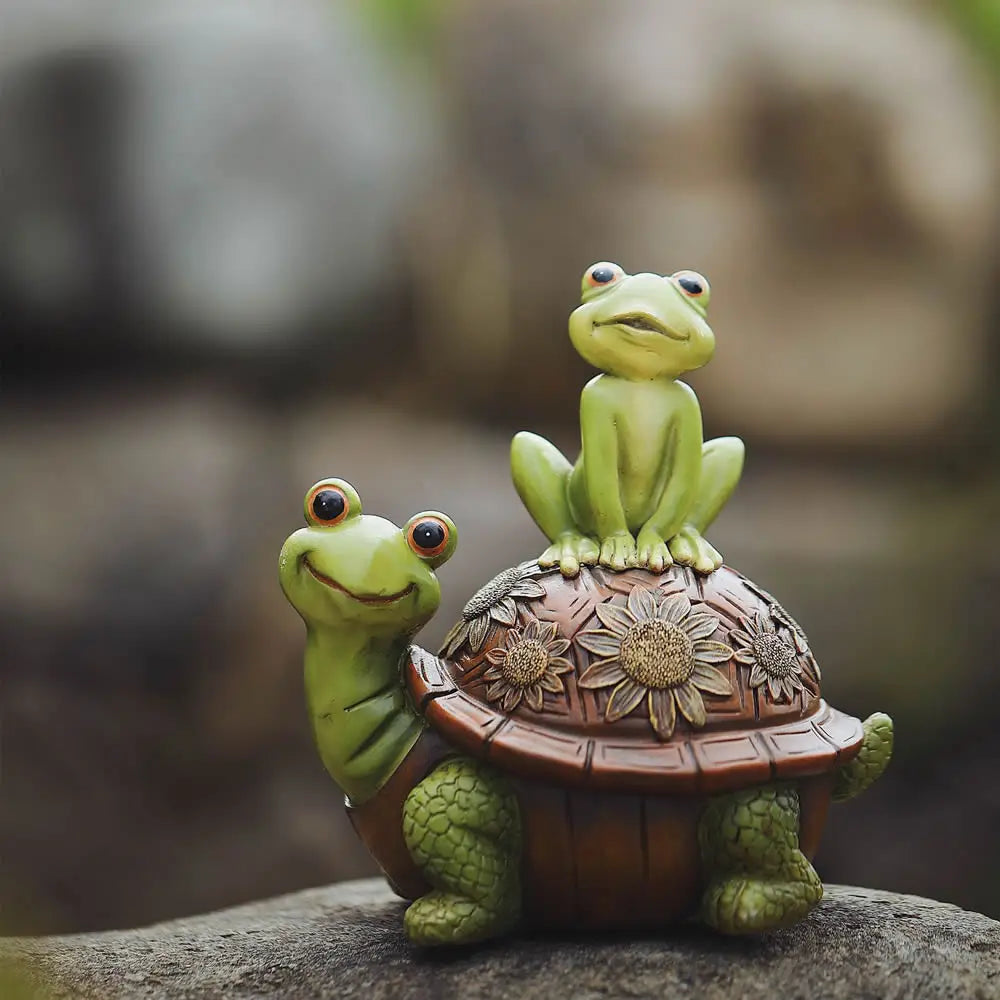 Cute Turtle And Frogs Sculpture Resin Home Garden Decoration Ornaments Animal Statue For Party Room Garden Decor Funny Gift