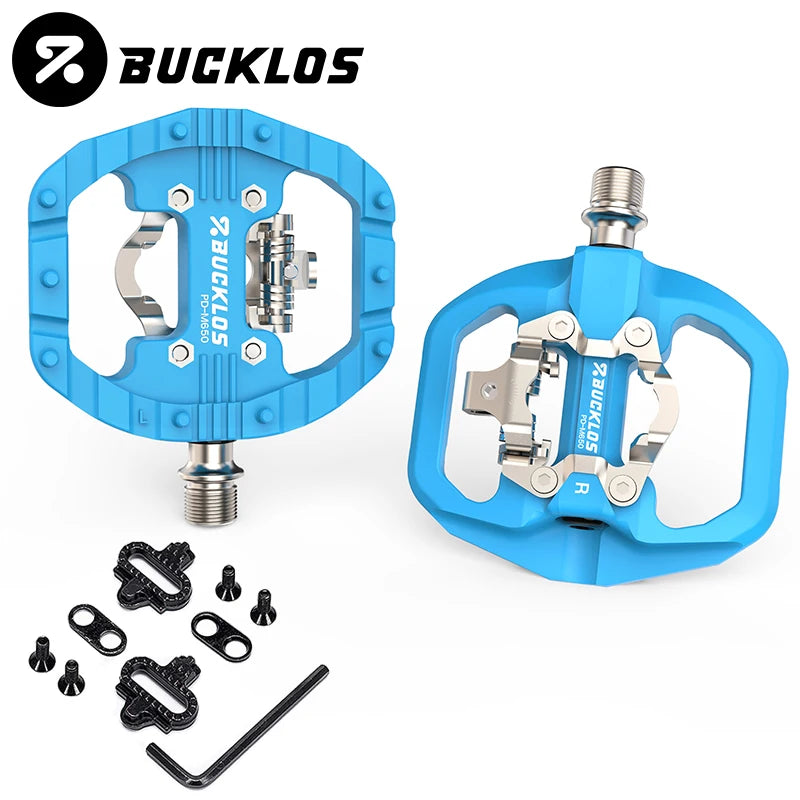 BUCKLOS Mountain Bicycle Pedals Sealed Bearing Dual Clipless Flat & Lock Pedal for Shimano SPD Nylon Bike Pedals Cycling Parts