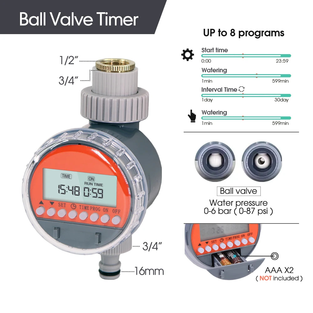 Popular Solar Power Water Timer Irrigation Solenoid Valve Controller Waterproof Power-saving Timer Irrigation Controller System