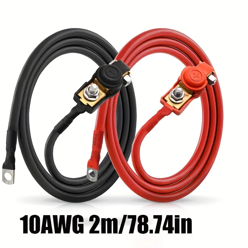 D2 battery(pure copper)10AWG cable,positive and negative terminals. Suitable for cars, motorcycles, trucks and other equipment