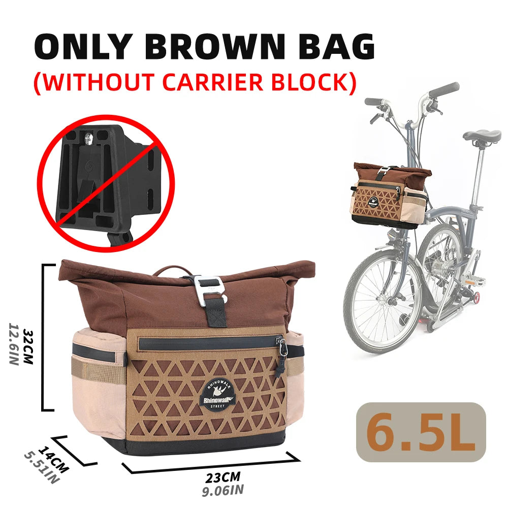 Rhinowalk 6.5L Bicycle Handlebar Bag Quick Release Front Bag with Rain Cover, Black