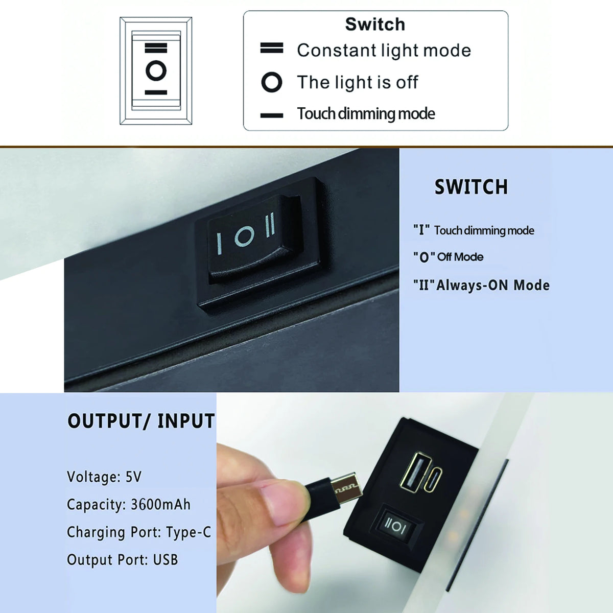 USB Recharge Wall Lamp Touch Motion Sensor Switch Indoor Acrylic Night Lights Bedroom Bedside Wall Sconce Nordic LED Wall Light