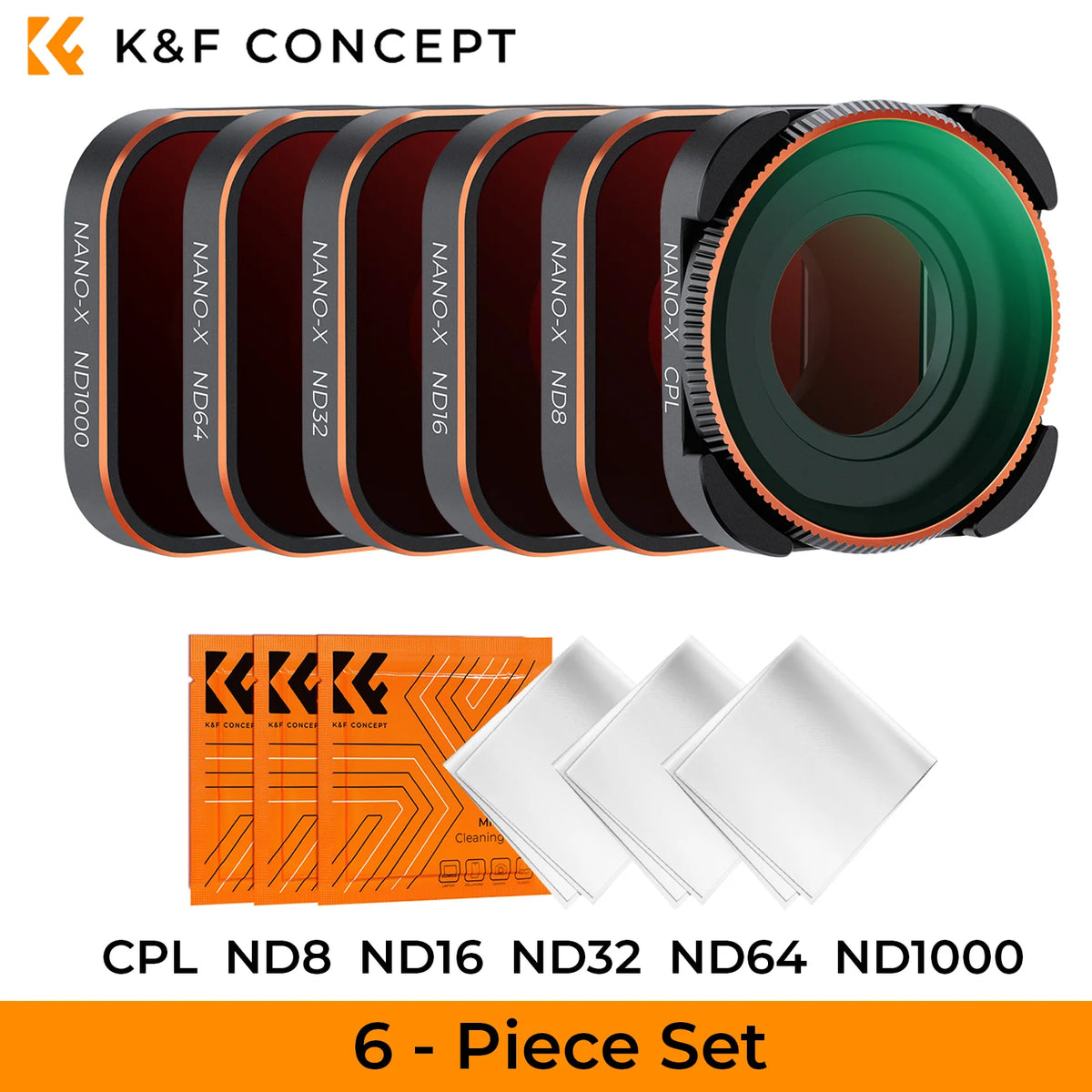 K&F CONCEPT ND2-32 32-512 CPL UV ND4 ND8 ND16 ND64 ND1000 Filter Kit for GoPro HERO 13 12 11 10 Black Action Camera Waterproof