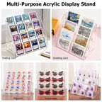4 Tier Acrylic Trading Card Display Stand, Holds 16 Graded Cards Clear Shelf for PSA BGS SGC Slabs, Toploaders, TCG Sports Cards