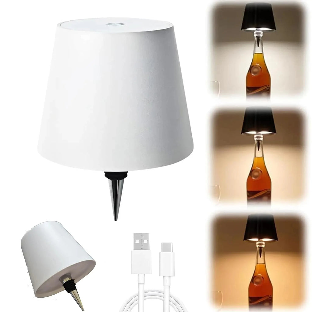 USB Charge Bottle Table Lamp Touch Control 3 Colors and Stepless Dimming Night Lamp For Restaurant Bar Wine Bottles Desk Lights