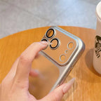 Luxury Frosted Translucent PC Phone Case for Iphone 17 Pro Max 17Air Plating Frame Lens Film Protection Anti-fall Phone Cover