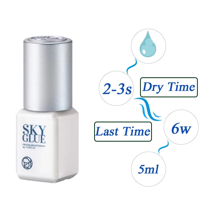5ml Sky Glue Fast Dry Strong False Lash Adhesive Long Lasting 6-7 Weeks Eyelash Extension Glue Low Smell No Irritation