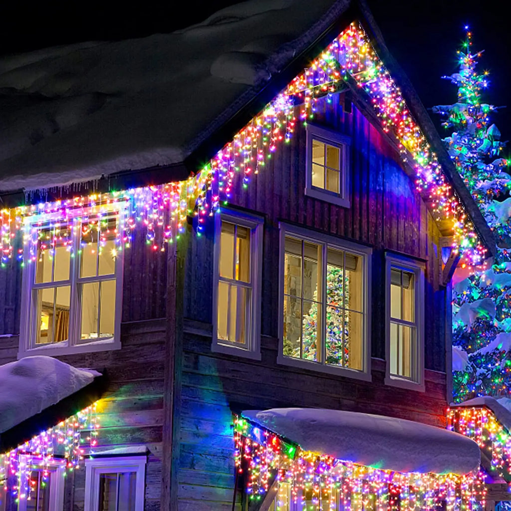 Led Icicle String Lights 4m Street Garland On The House 8 Modes Christmas Lights Outdoor For New Year Christmas Decoration