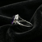 925 Sterling Silver Natural Stone Rings With Amethyst Simple Purple Oval Ring 8*10mm Fine Jewelry Friends Gifts for Women