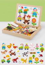 100+Pcs Wooden Multifunction Children Animal Puzzle Writing Magnetic Drawing Board Blackboard Learning Education Toys For Kids