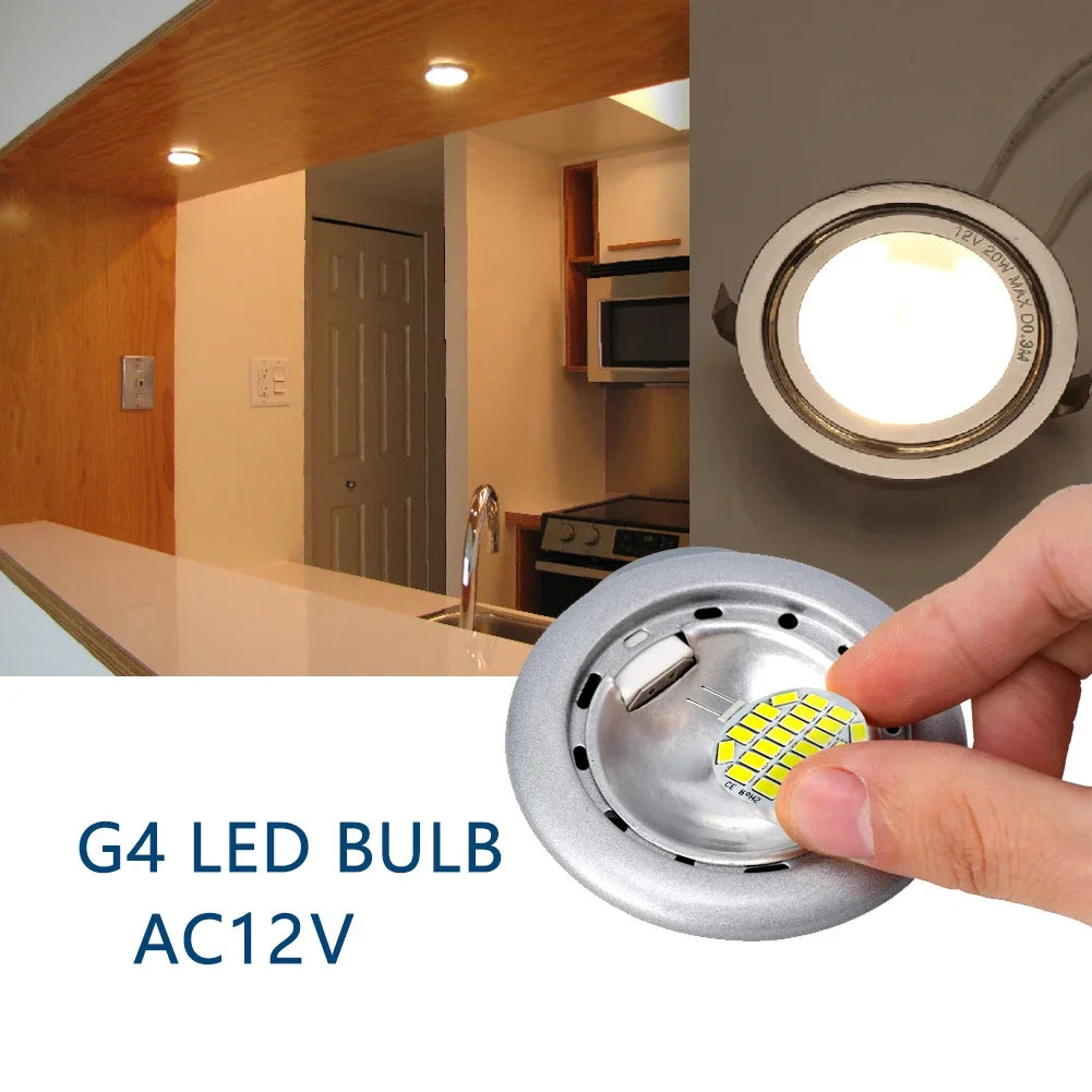 10pcs High Brightness12V24V Round Spotlight 5730 15leds/24leds No Flicker Range Hood Boat Light LED G4 Bulb Replace Halogen Lamp