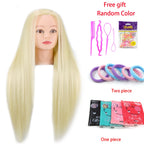Mannequin Head 100% Synthetic Hair Hairdresser Training Head With Tripod Manikin Cosmetology Doll Head For Braiding Styling