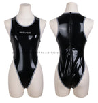 Bitysie Enamel Sexy Women Swimwear  Japanese One-Piece High Leg Cut Leotard Seductive Competitive Rubberized bodysuit
