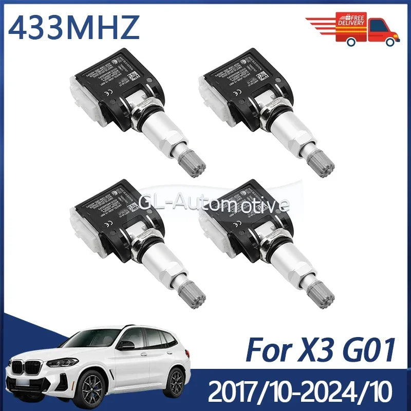 4PCS For BMW X3 G01 2017-2024 TPMS Sensor Tire Pressure Monitoring Sensor 6887140 6887147 433MHZ