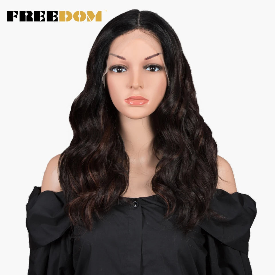 FREEDOM Synthetic Lace Front Wigs For Women 20 inch Short Bob Curly Natural Wavy Wig Ombre Blonde Brown White Wig Cosplay Wig