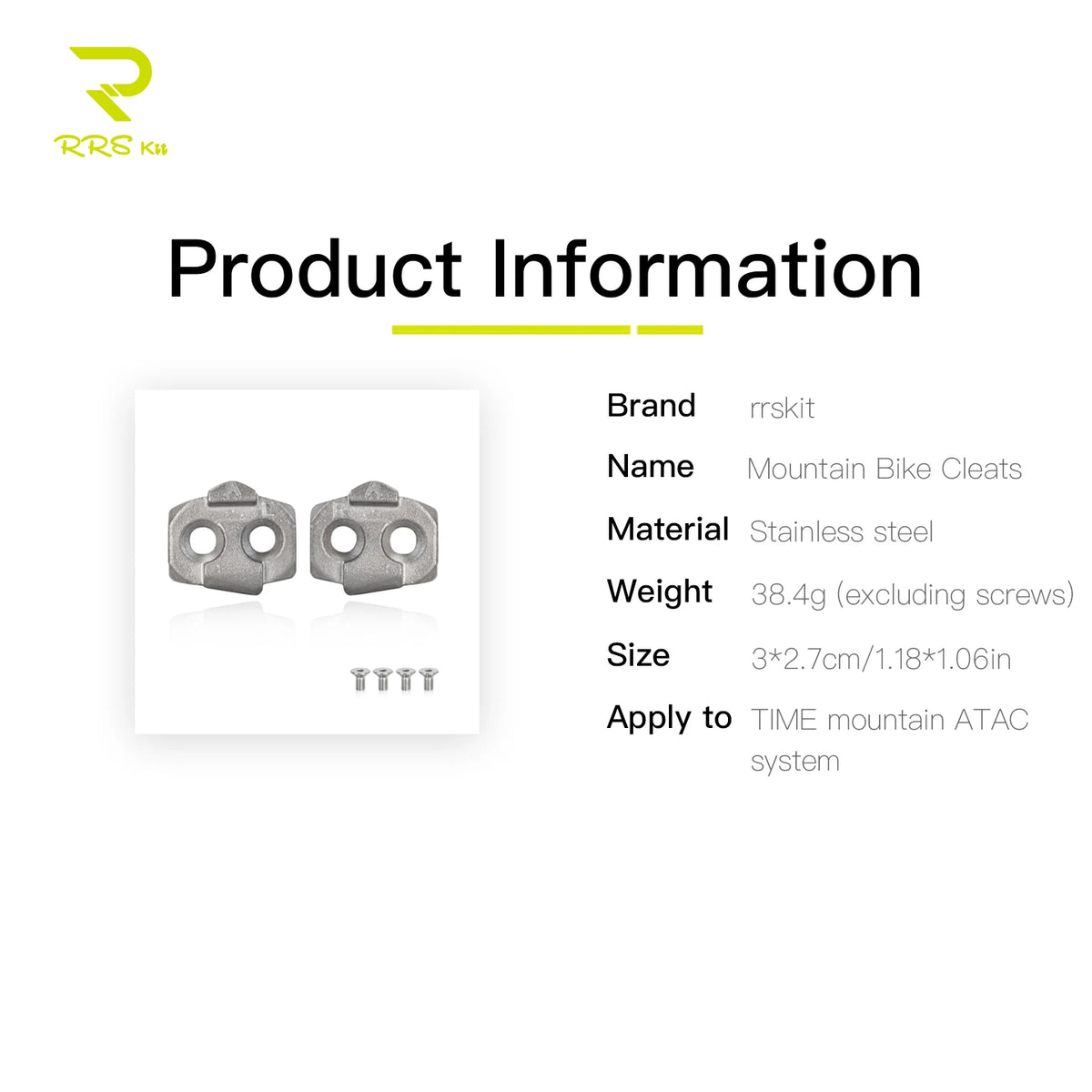 RRSKIT Mountain Bicycle Lock Pads For Time Mountain Bike Self-Locking Pedal ATAC System Stainless Steel Mountain Bike Cleats
