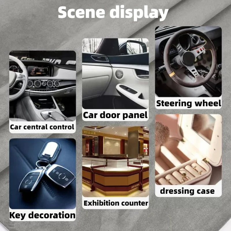 200x150cm Upgrade Large Size Suede Leather Four-sided Elastic Self-adhesive Leather for Car Interior Jewelry Box Leather Sticker